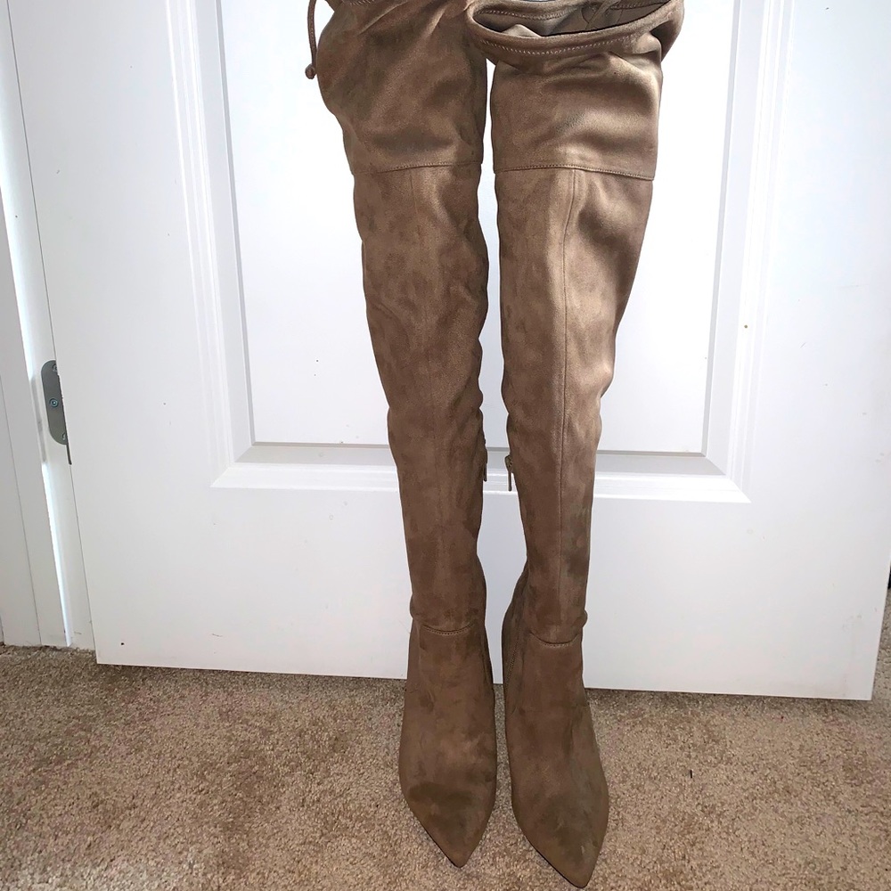 Aldo suede over the knee boots tan